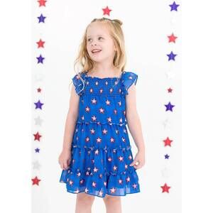 NEW BIRDIE BEAN ellis chiffon birdie twirl dress in blue
